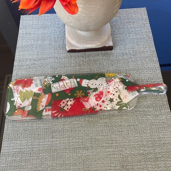 XMAS Festive Handmade Holiday Round Cheese Plate Serving Tray - Picture 10 of 13